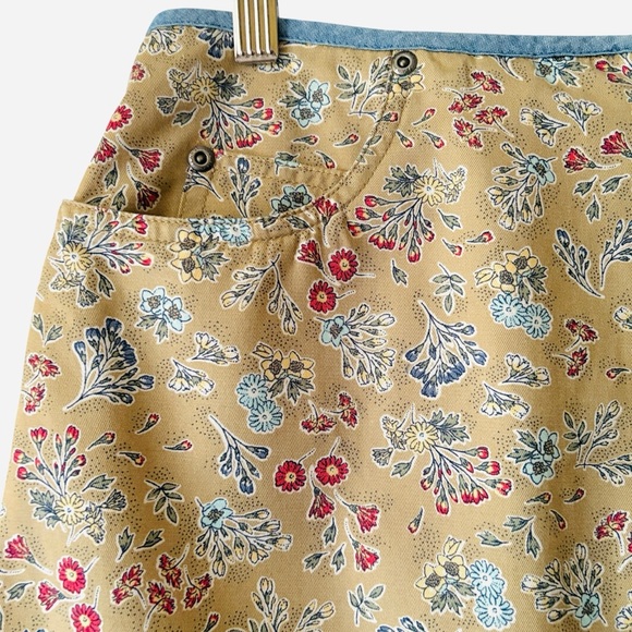 Vintage Cottagecore Skirt Size 10 100% Cotton Floral LizWear Jeans 5 Pocket - Picture 3 of 13